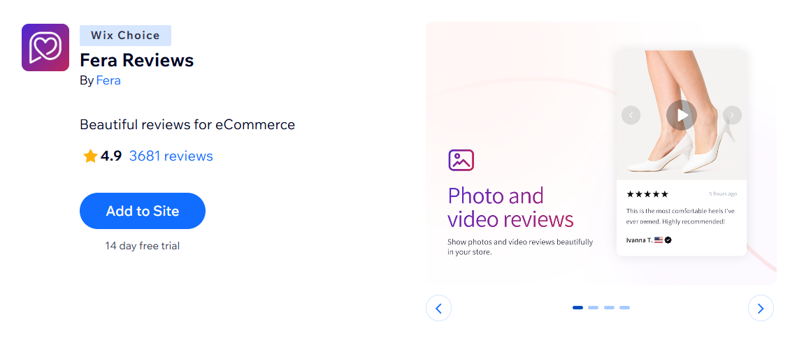 Fera Product Reviews App - Wix
