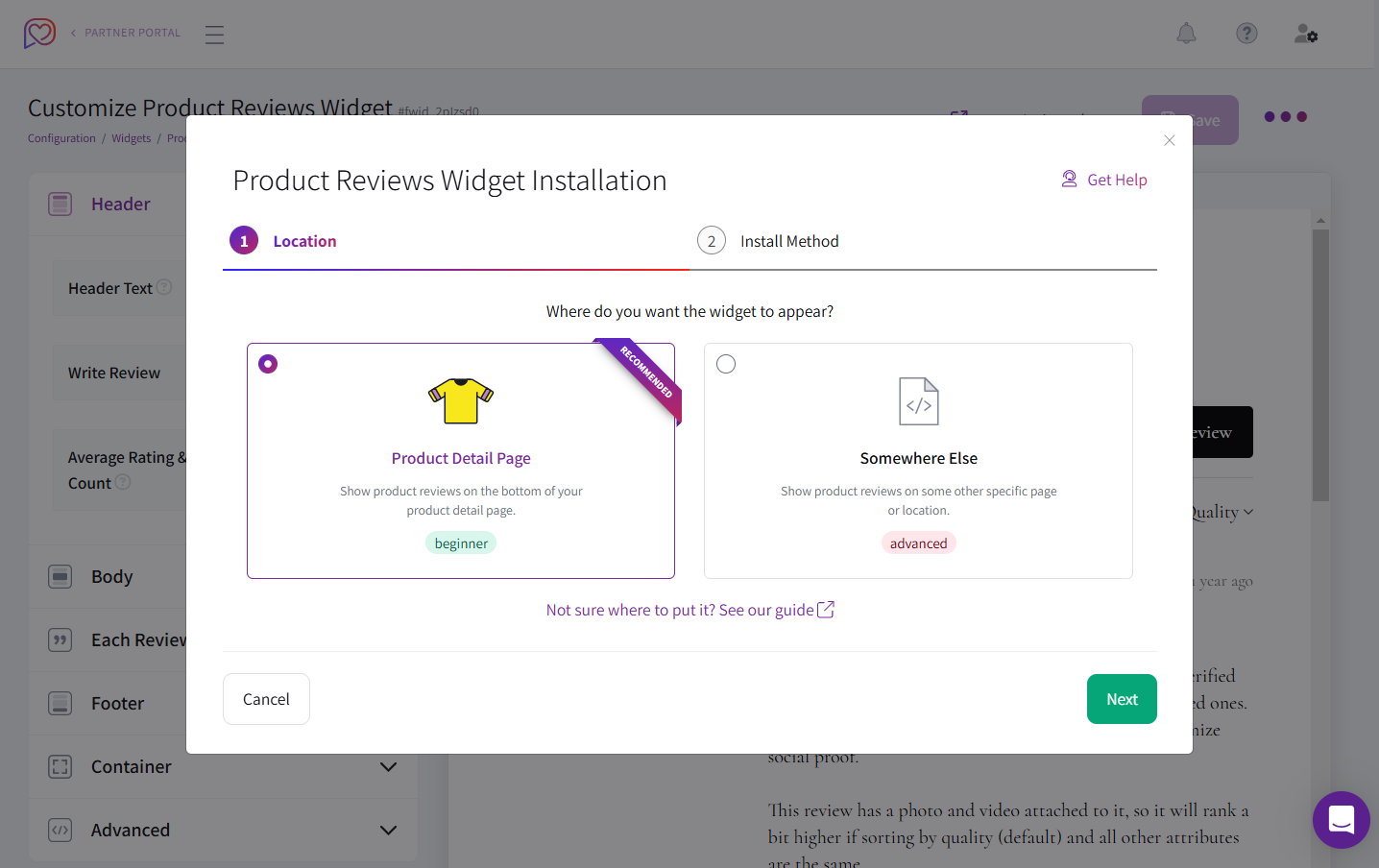 Widget Installation