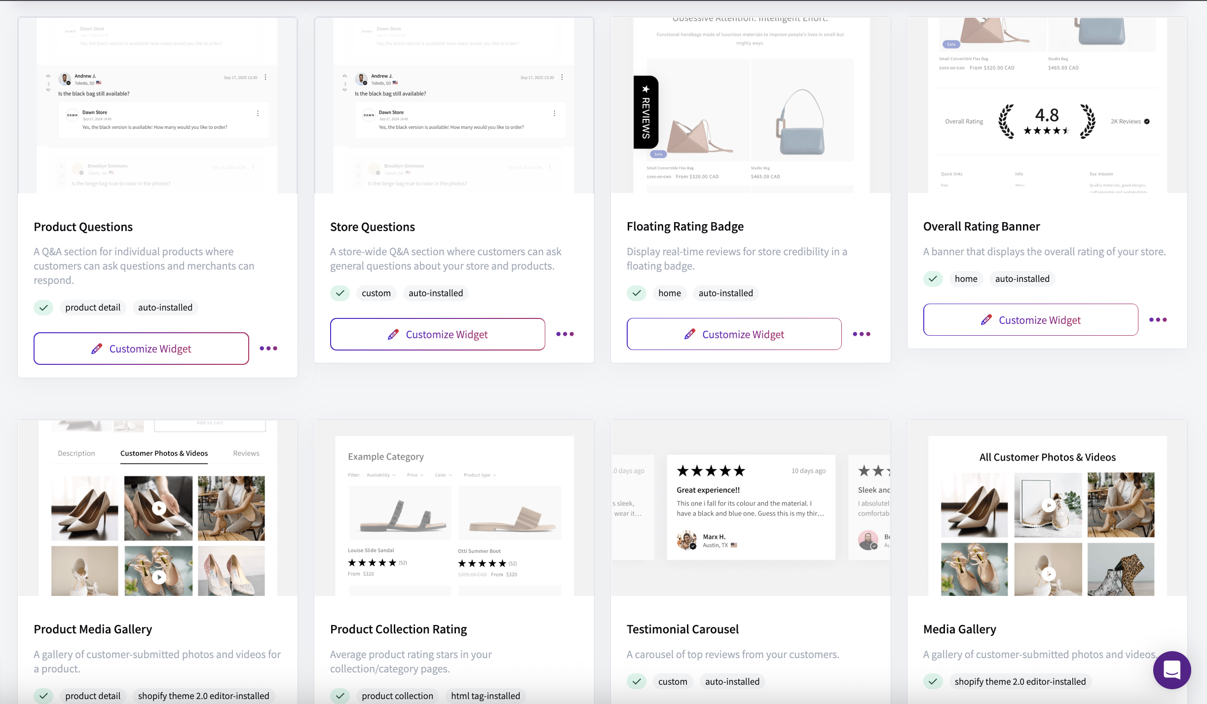 Widgets