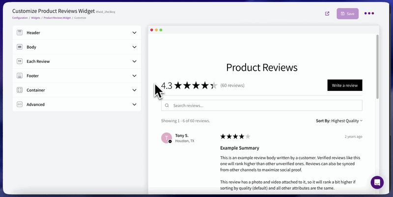 Customize Your Review Widget 