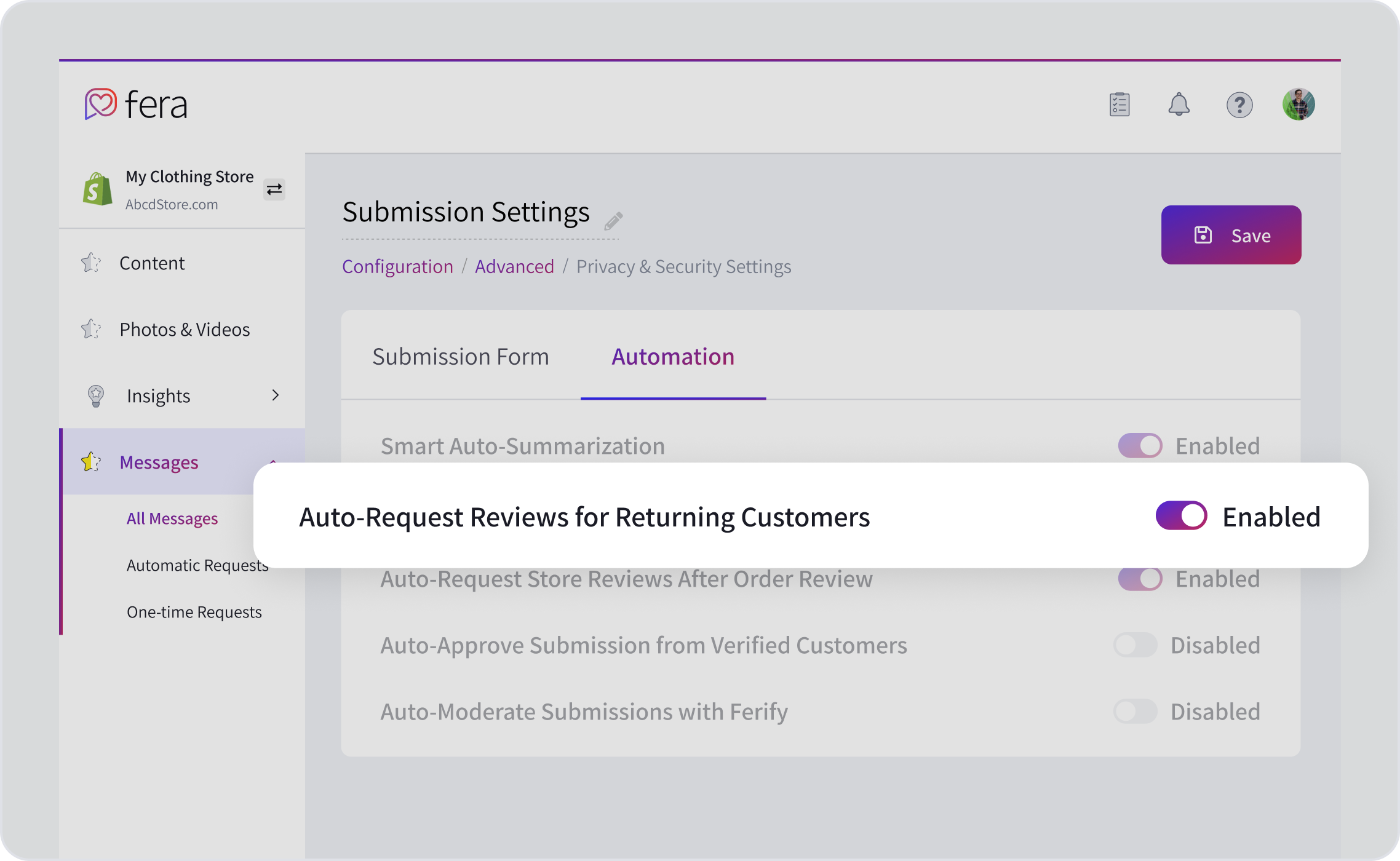 Auto-Request Reviews for Returning Customers