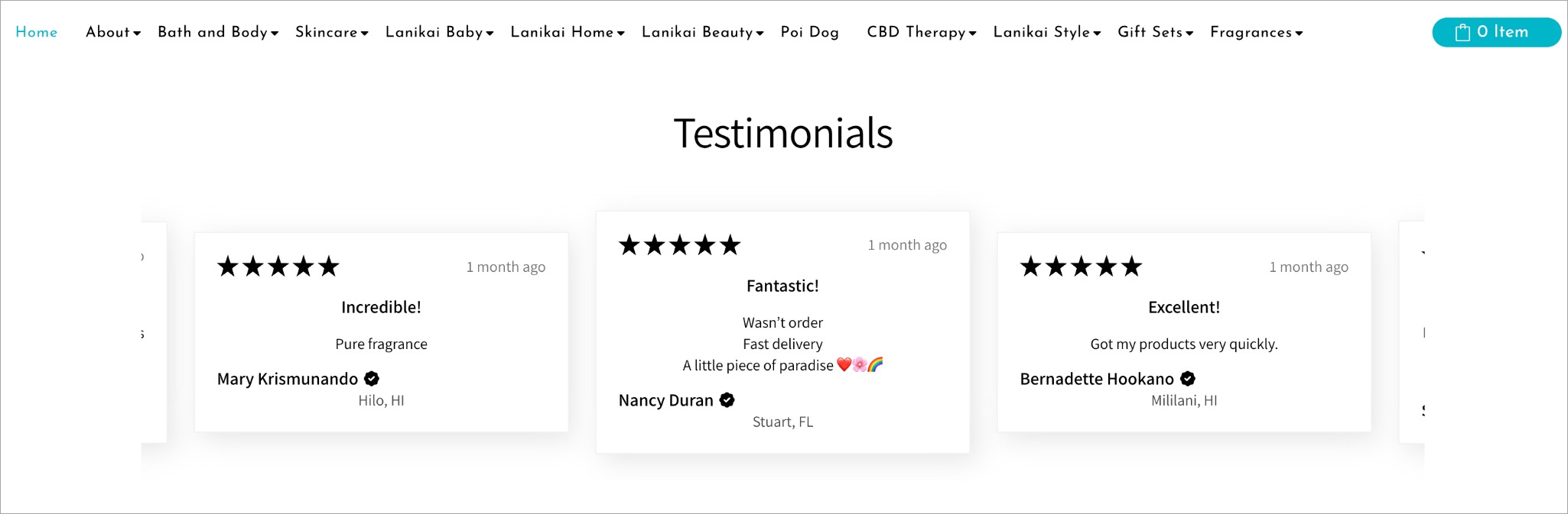 Lanikai Bath and Body - Testimonials Lanikai Bath and Body - Testimonials