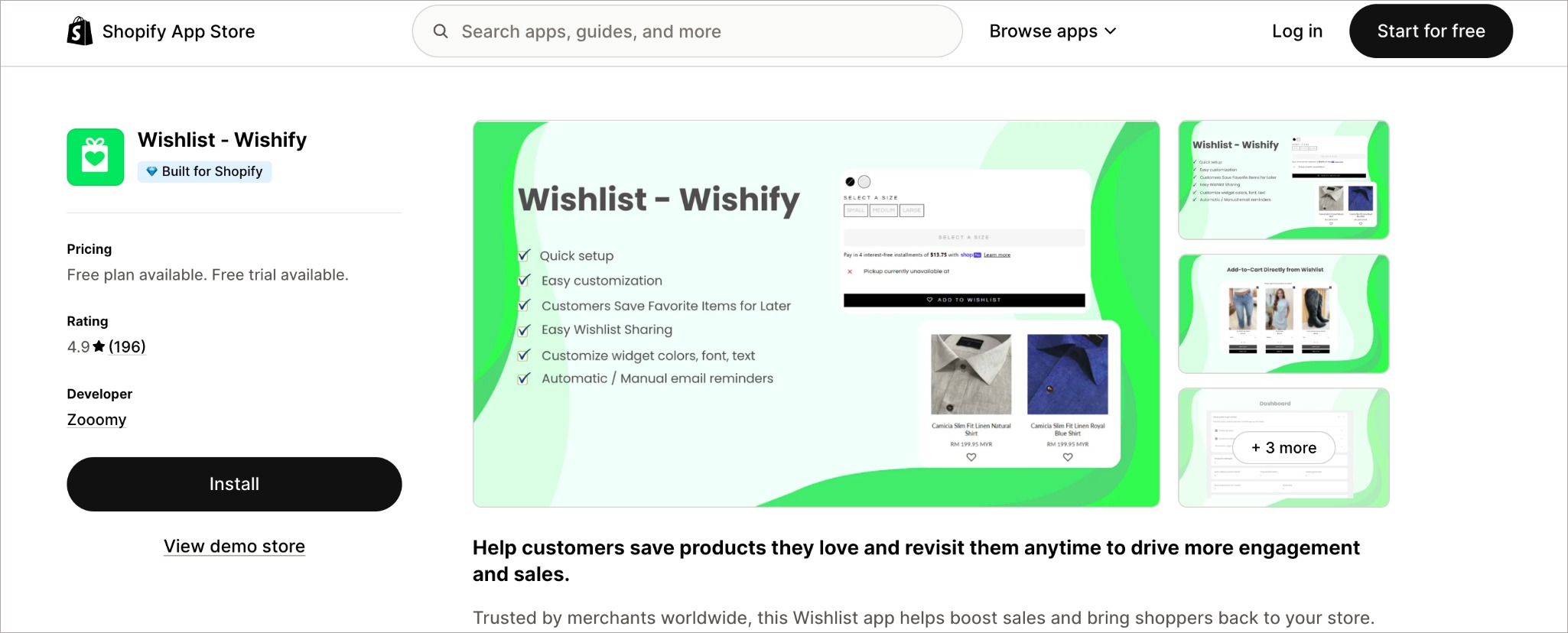 Zoomy Wishlist - Shopify